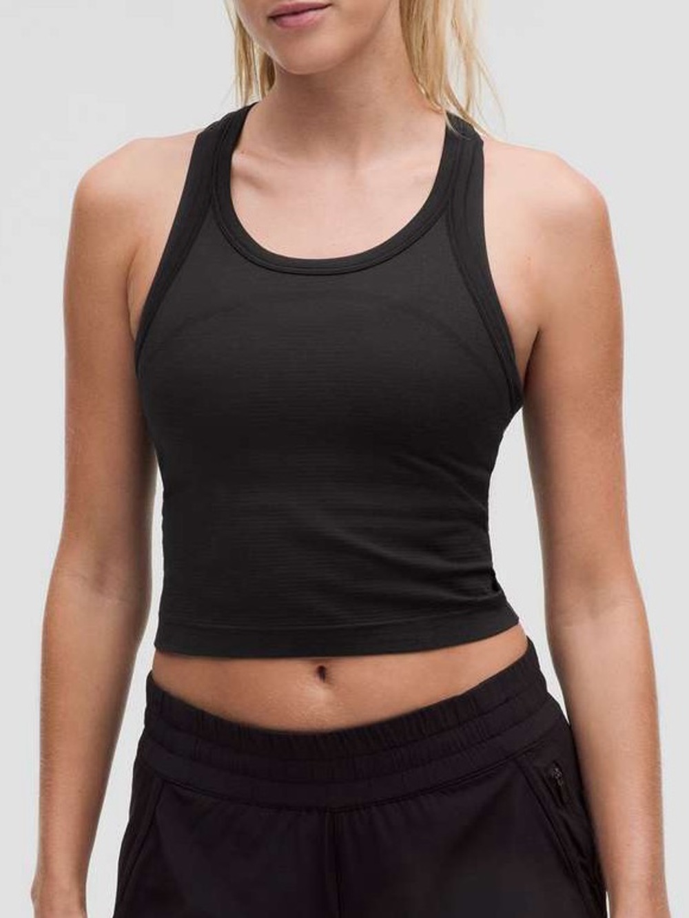 Lululemon Cropped Swiftly Tank Top Black Sleeveless Women's Size 2